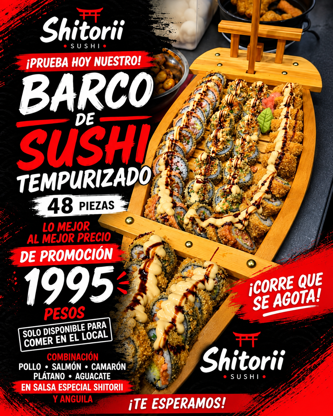 Sushi Barco Tempura 48 piezas - Shitorii Sushi